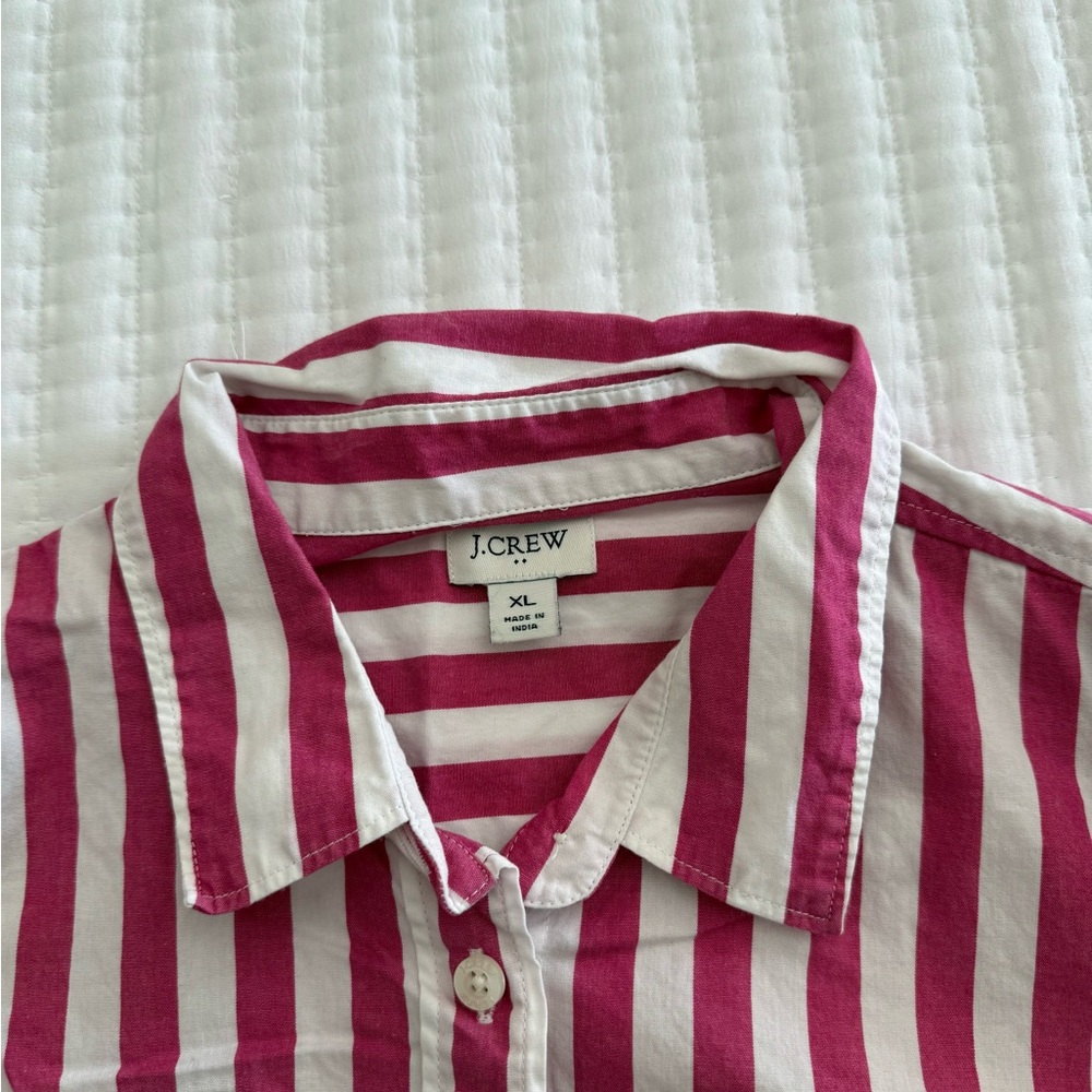 J. Crew Pink and White Striped Shirt - Picture 2 of 2